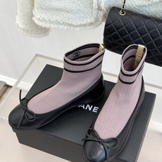 CHANE*|小香26B新品蝴蝶结 休闲芭蕾舞平底袜子靴短靴 鞋柜里私藏宝藏款 弹力针织袜筒贴脚踝 缎面蝴蝶结点缀鞋身 CHANE*|小香26B新品蝴蝶结 休闲芭蕾舞平底袜子靴短靴 鞋柜里私藏宝藏款 弹力针织袜筒贴脚踝 缎面蝴蝶结点缀鞋身