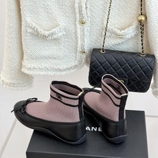 CHANE*|小香26B新品蝴蝶结 休闲芭蕾舞平底袜子靴短靴 鞋柜里私藏宝藏款 弹力针织袜筒贴脚踝 缎面蝴蝶结点缀鞋身 CHANE*|小香26B新品蝴蝶结 休闲芭蕾舞平底袜子靴短靴 鞋柜里私藏宝藏款 弹力针织袜筒贴脚踝 缎面蝴蝶结点缀鞋身