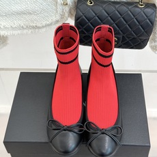CHANE*|小香26B新品蝴蝶结 休闲芭蕾舞平底袜子靴短靴 鞋柜里私藏宝藏款 弹力针织袜筒贴脚踝 缎面蝴蝶结点缀鞋身 CHANE*|小香26B新品蝴蝶结 休闲芭蕾舞平底袜子靴短靴 鞋柜里私藏宝藏款 弹力针织袜筒贴脚踝 缎面蝴蝶结点缀鞋身
