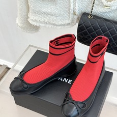 CHANE*|小香26B新品蝴蝶结 休闲芭蕾舞平底袜子靴短靴 鞋柜里私藏宝藏款 弹力针织袜筒贴脚踝 缎面蝴蝶结点缀鞋身 CHANE*|小香26B新品蝴蝶结 休闲芭蕾舞平底袜子靴短靴 鞋柜里私藏宝藏款 弹力针织袜筒贴脚踝 缎面蝴蝶结点缀鞋身