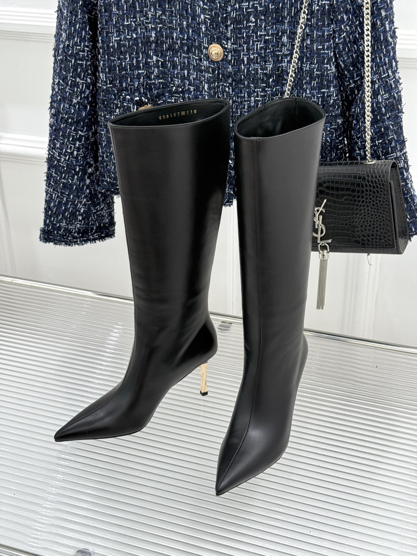 Gucci Pointed Bamboo Heel Knee-High Leather Boots