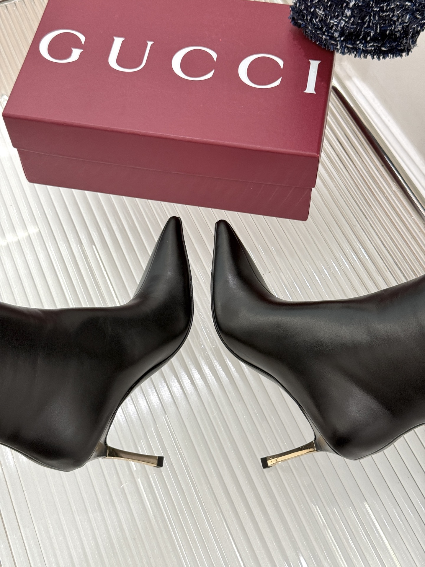 Gucci Pointed Bamboo Heel Knee-High Leather Boots