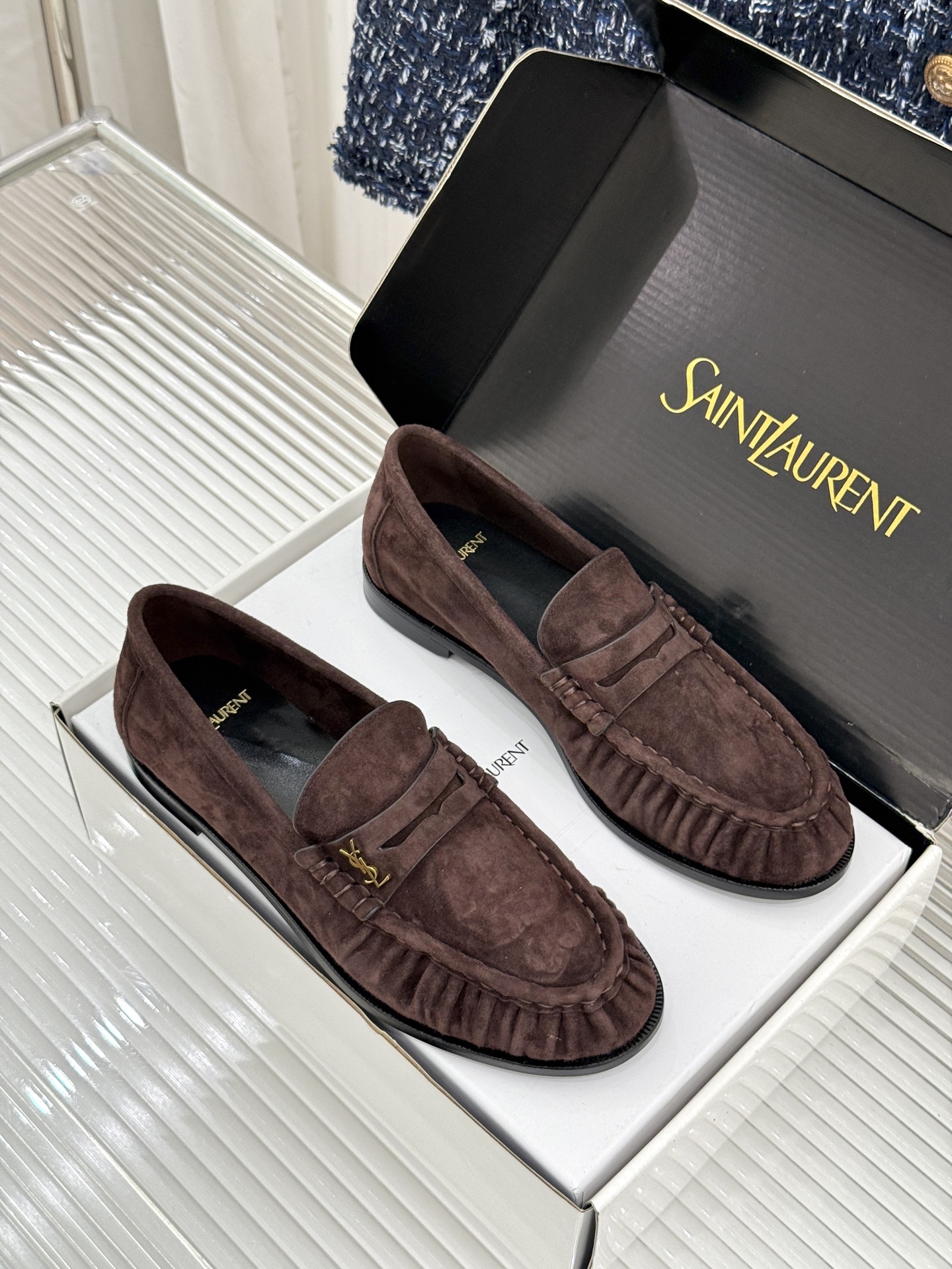 男码+40(配原版飞机盒) Saint Lauren*YSL圣罗兰26WF新品 YSL小logo情侣款乐福鞋半拖 标志性 男码+40(配原版飞机盒) Saint Lauren*YSL圣罗兰26WF新品 YSL小logo情侣款乐福鞋半拖 标志性