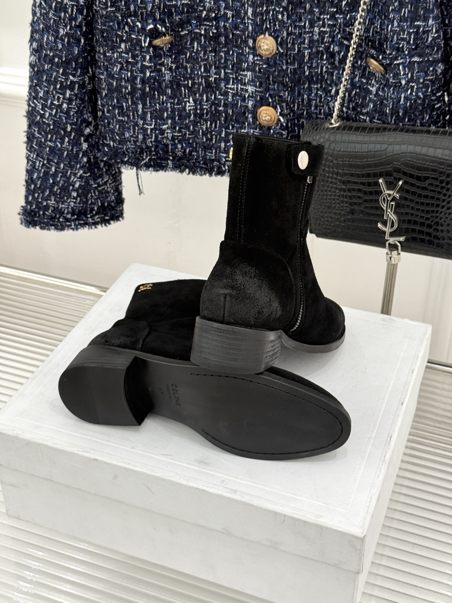 Celine /塞琳经典秋冬复古 西部缝线粗跟短长靴 秋冬穿搭的灵魂单品 经典款永不过时 鞋柜必备投资级单品 细节尽显品