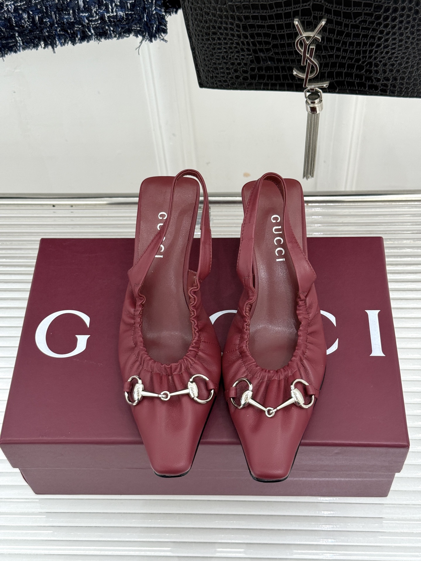 Gucci/古驰26WF新品马衔扣 小方头高跟凉鞋单鞋 金属马衔扣自带辨识度 小方头利落修饰脚型 小高跟稳当不累脚 包头