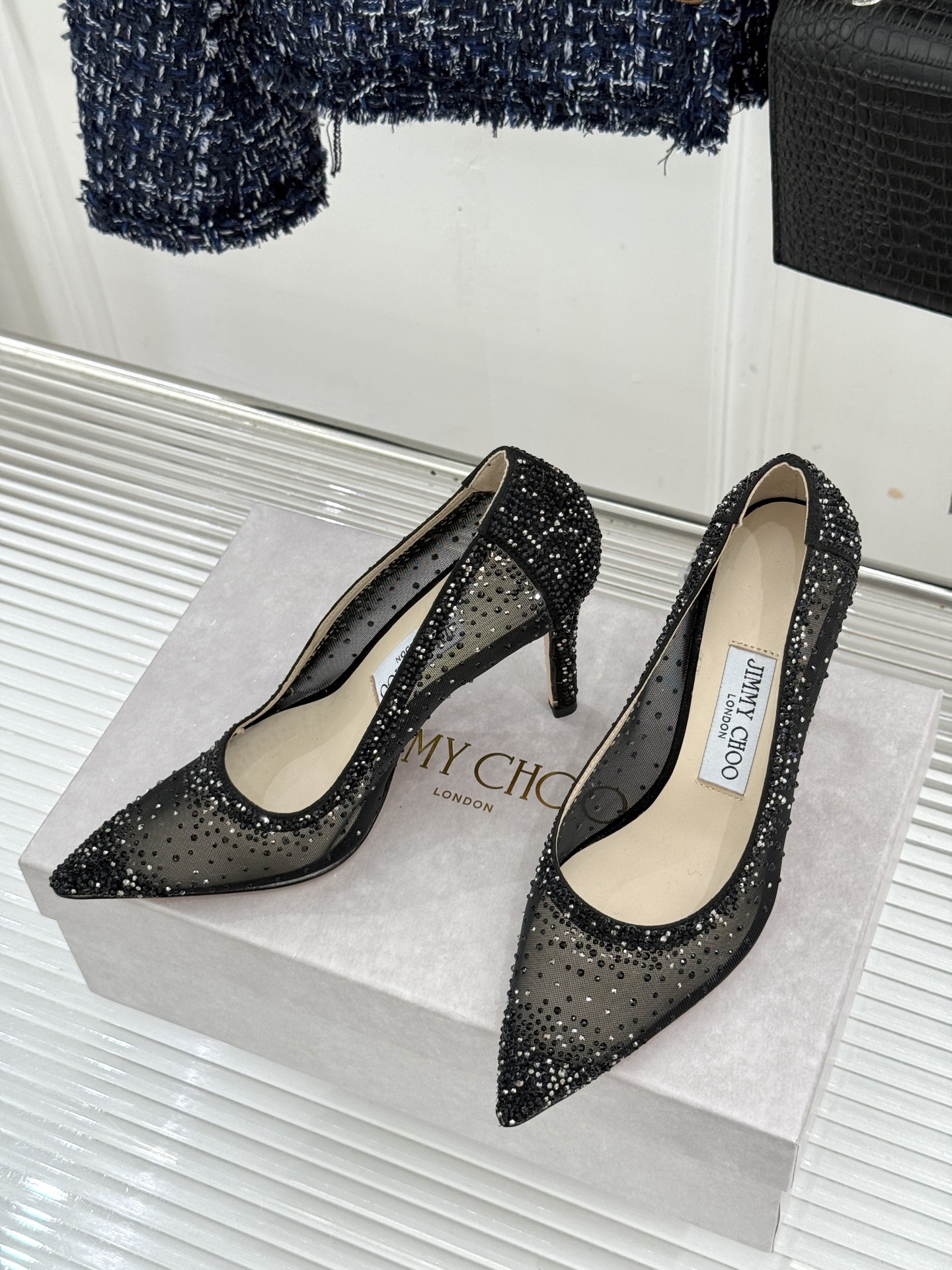Jimmy Choo/吉米周26WF新品 网纱水钻侧空细跟高跟鞋婚鞋 网纱晕开朦胧柔光 水钻渐变随步摇曳 侧空衬得脚踝纤 Jimmy Choo/吉米周26WF新品 网纱水钻侧空细跟高跟鞋婚鞋 网纱晕开朦胧柔光 水钻渐变随步摇曳 侧空衬得脚踝纤