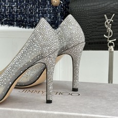 Jimmy Choo/吉米周26WF新品 网纱水钻侧空细跟高跟鞋婚鞋 网纱晕开朦胧柔光 水钻渐变随步摇曳 侧空衬得脚踝纤 Jimmy Choo/吉米周26WF新品 网纱水钻侧空细跟高跟鞋婚鞋 网纱晕开朦胧柔光 水钻渐变随步摇曳 侧空衬得脚踝纤