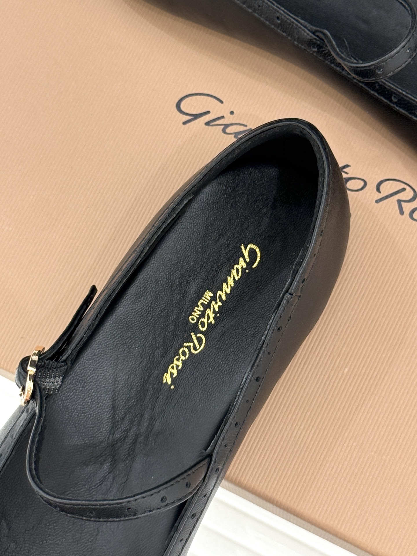 Gianvito Rossi 26WF新品 一字扣雕花芭蕾玛丽珍鞋 雕花鞋面晕开复古柔光 一字扣勾勒脚背线条 芭蕾鞋型自