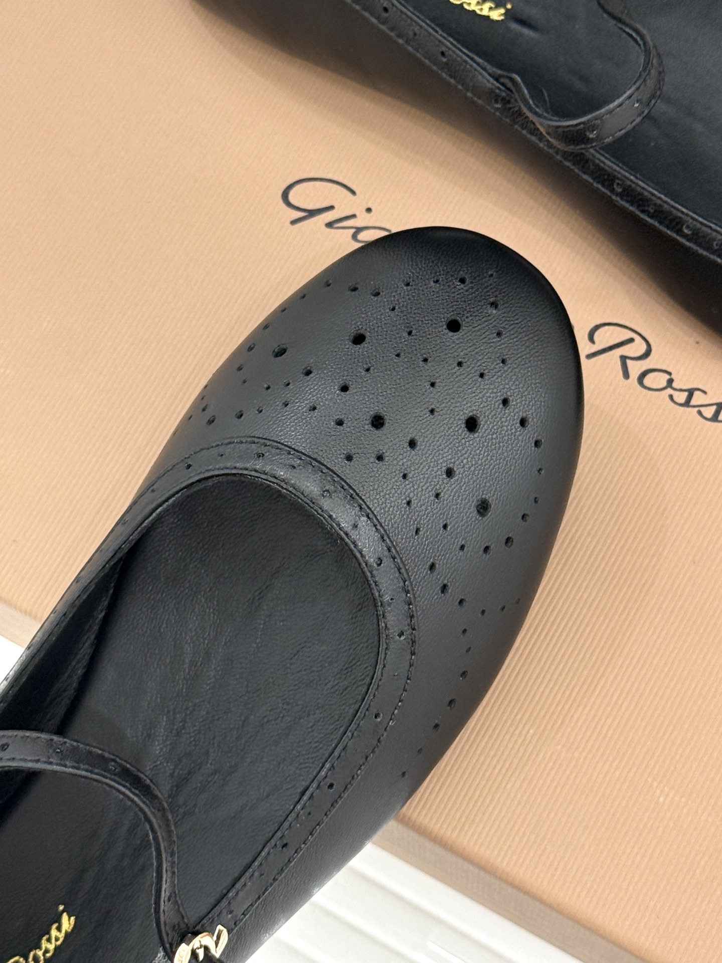 Gianvito Rossi 26WF新品 一字扣雕花芭蕾玛丽珍鞋 雕花鞋面晕开复古柔光 一字扣勾勒脚背线条 芭蕾鞋型自