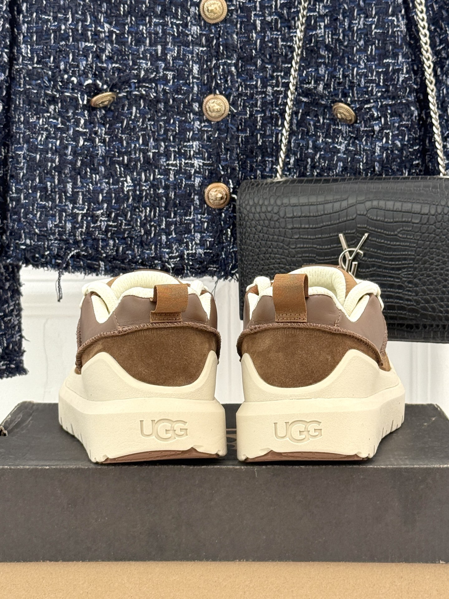 （男码➕10） UGG 26WF新品复古厚底拼色 情侣款系带增高休闲鞋运动鞋 复古拼色质感拉满 厚底增高秒变大长腿 系带