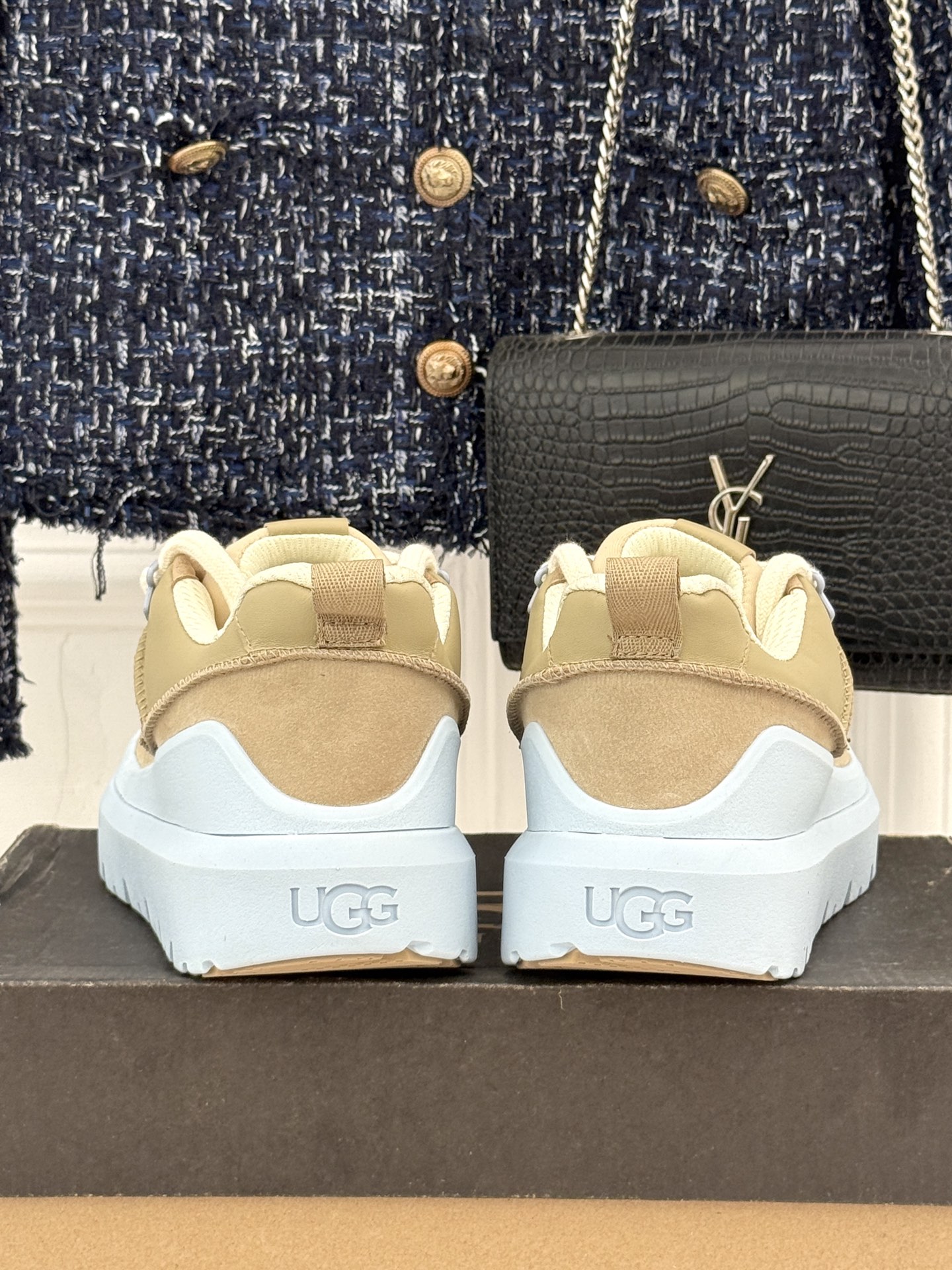 （男码➕10） UGG 26WF新品复古厚底拼色 情侣款系带增高休闲鞋运动鞋 复古拼色质感拉满 厚底增高秒变大长腿 系带
