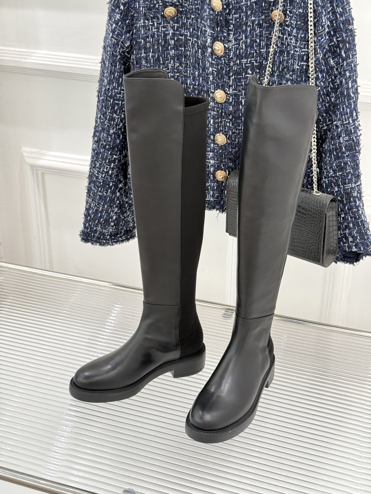 stuart weitzman/SW经典杨幂同款 过膝5050厚底弹力靴 杨幂同款真的封神 皮弹拼接贴合不挑腿 厚底增高 stuart weitzman/SW经典杨幂同款 过膝5050厚底弹力靴 杨幂同款真的封神 皮弹拼接贴合不挑腿 厚底增高
