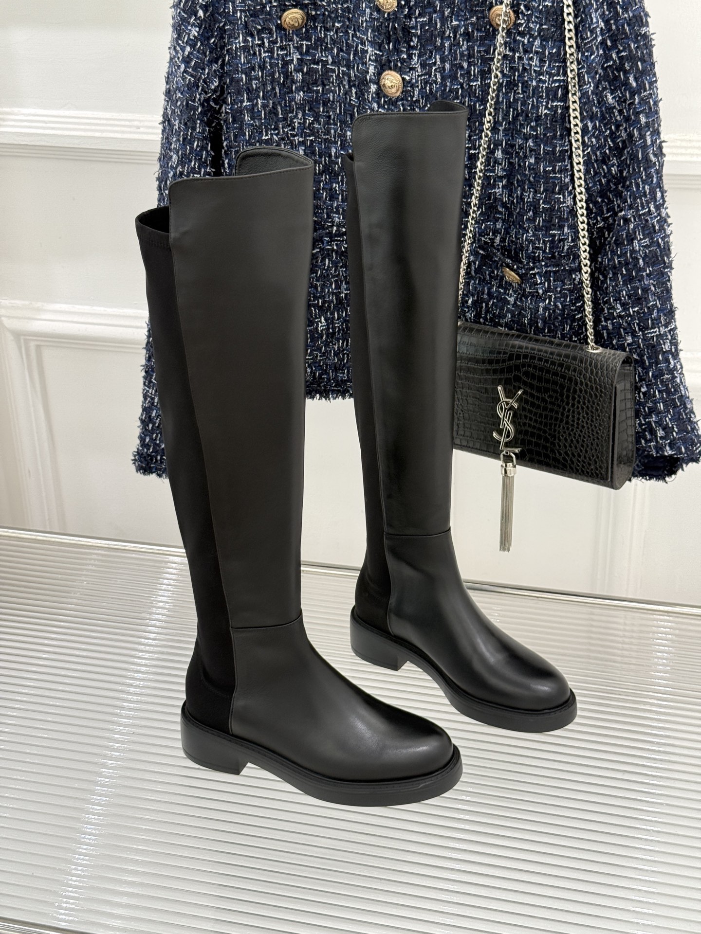 stuart weitzman/SW经典杨幂同款 过膝5050厚底弹力靴 杨幂同款真的封神 皮弹拼接贴合不挑腿 厚底增高 stuart weitzman/SW经典杨幂同款 过膝5050厚底弹力靴 杨幂同款真的封神 皮弹拼接贴合不挑腿 厚底增高