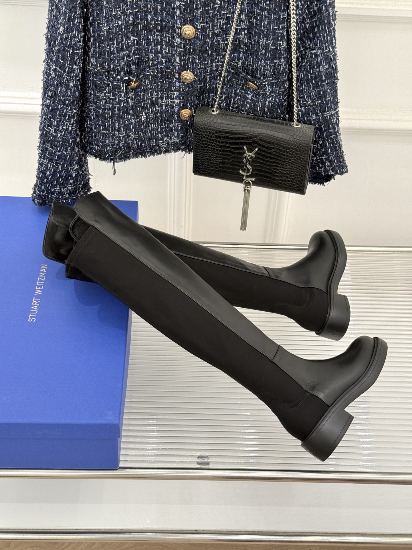 stuart weitzman/SW经典杨幂同款 过膝5050厚底弹力靴 杨幂同款真的封神 皮弹拼接贴合不挑腿 厚底增高 stuart weitzman/SW经典杨幂同款 过膝5050厚底弹力靴 杨幂同款真的封神 皮弹拼接贴合不挑腿 厚底增高
