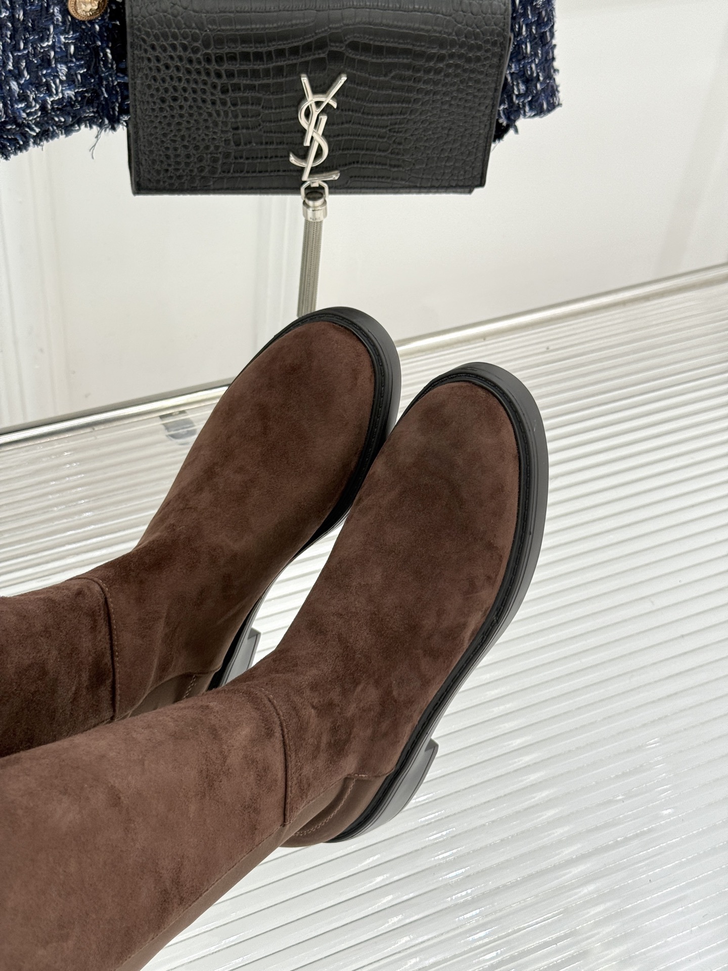 stuart weitzman/SW经典杨幂同款 过膝5050厚底弹力靴 杨幂同款真的封神 皮弹拼接贴合不挑腿 厚底增高