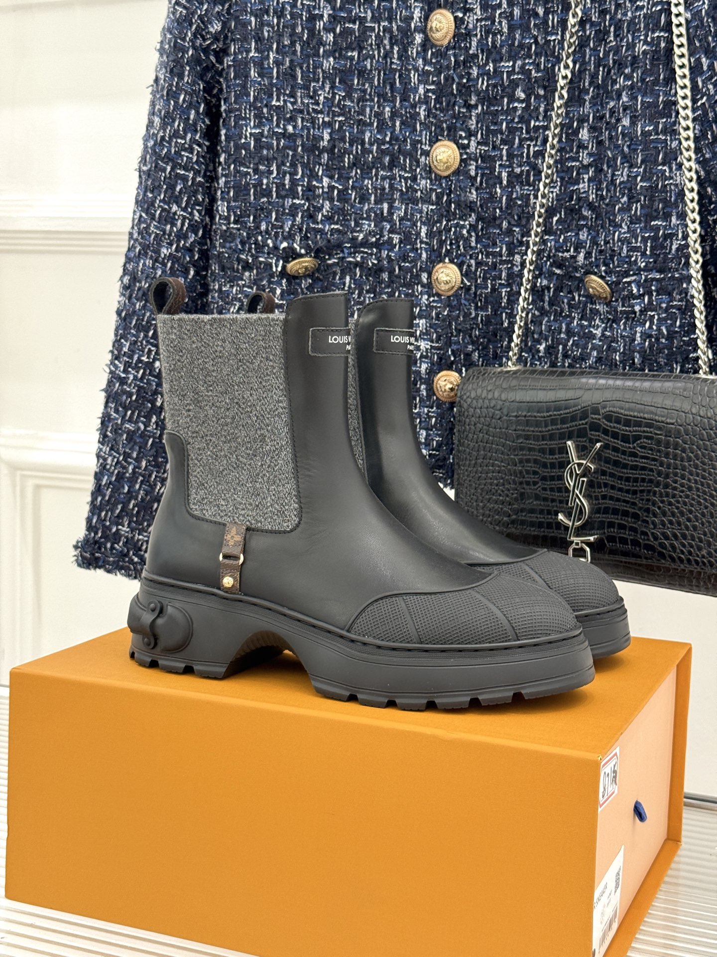 Hermes Gray Cap Toe Chelsea Boots