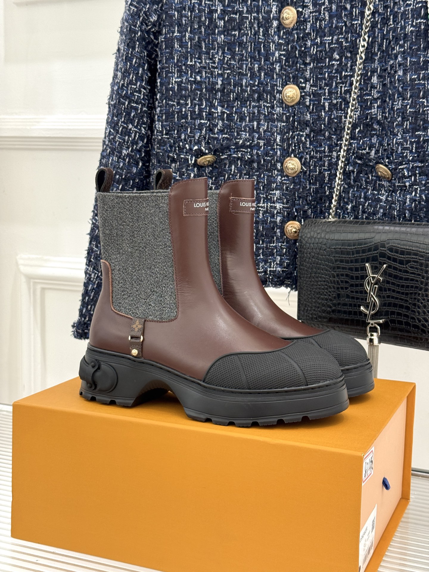 Hermes Brown Cap Toe Chelsea Boots