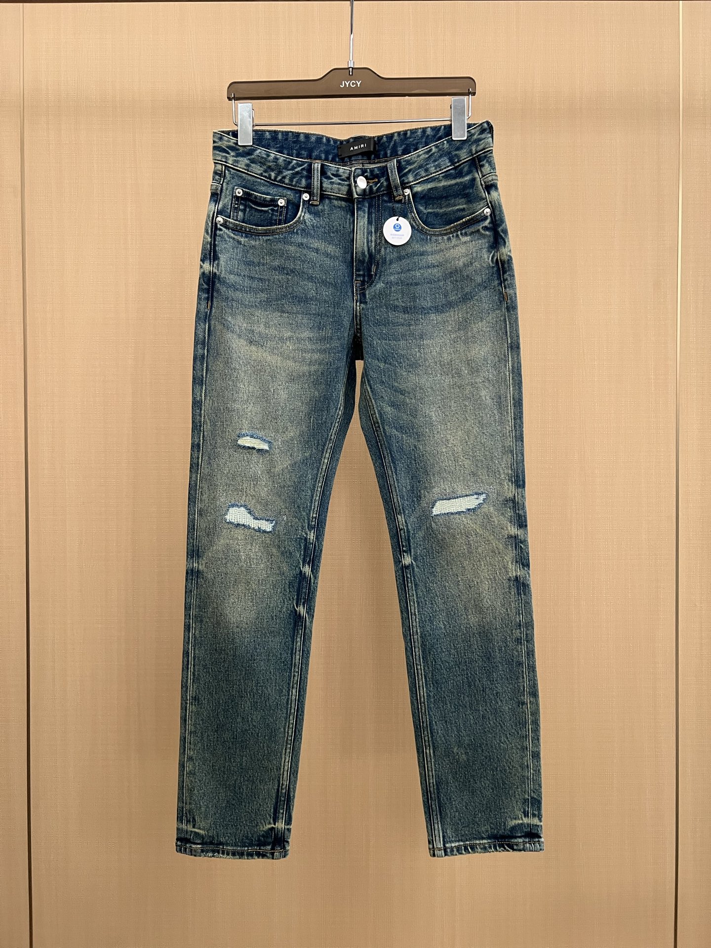 Amiri Blue Distressed Slim-Fit Jeans | Stretch Cotton Denim 29-38