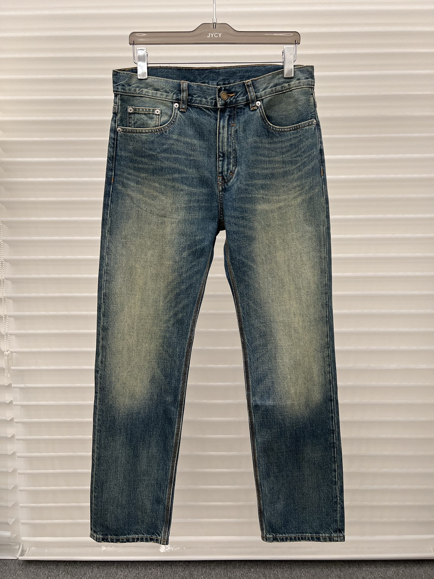 Saint Laurent Blue Faded Straight Leg Jeans