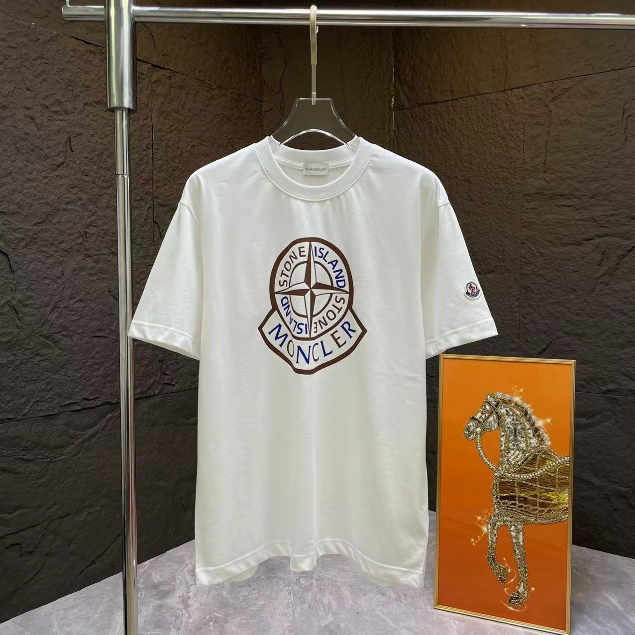 MONC* Montclair* MC camiseta de manga corta nueva temporada primavera/verano 24, estampado pesado, tela de al…