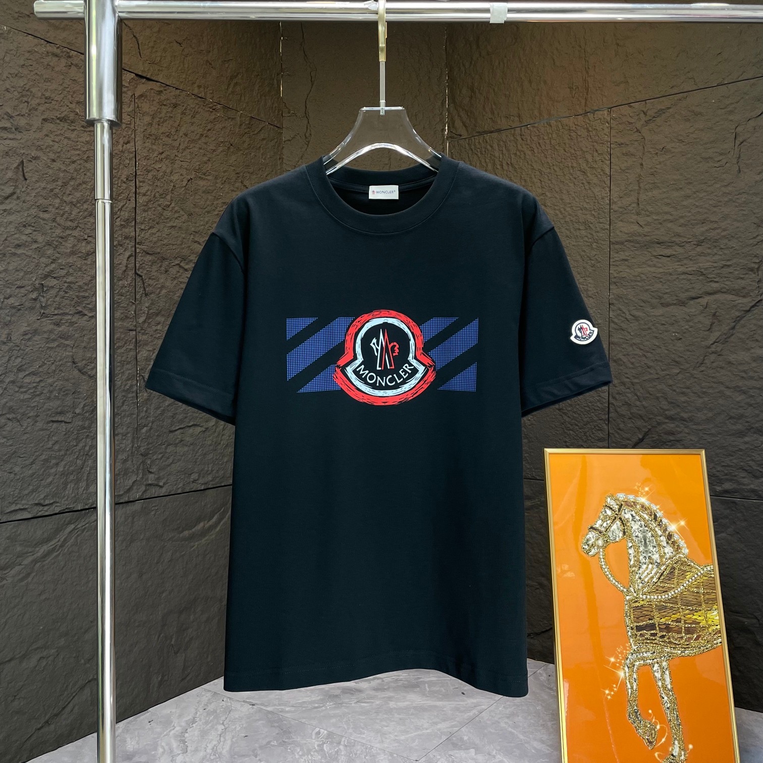 P MONCL* 蒙口* Camiseta de manga corta nueva para primavera/verano 2025, algodón puro pesado con estampado personalizado.…