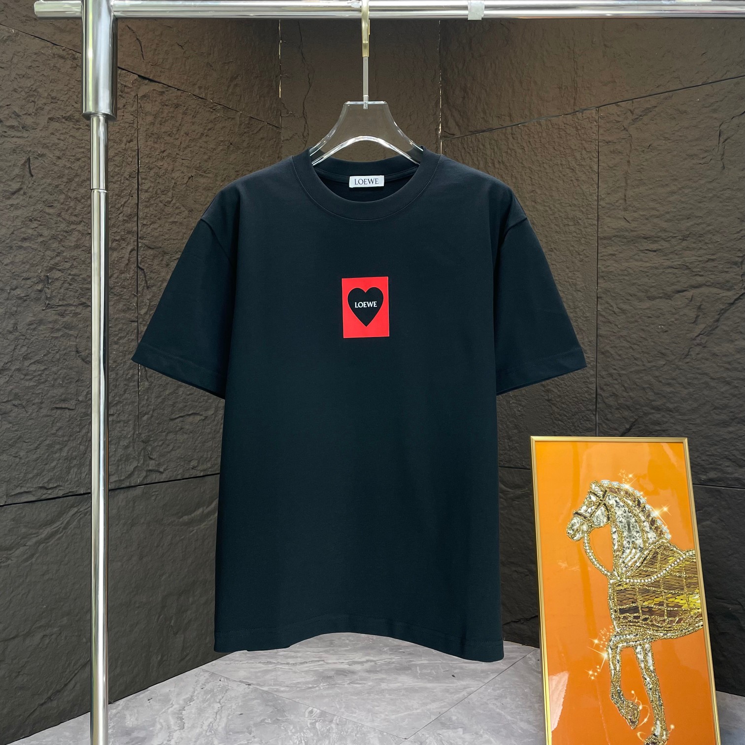 🅿️85 LOEW* Loewe* Camiseta de manga corta nueva primavera/verano 2025, algodón pesado puro con estampado personalizado…
