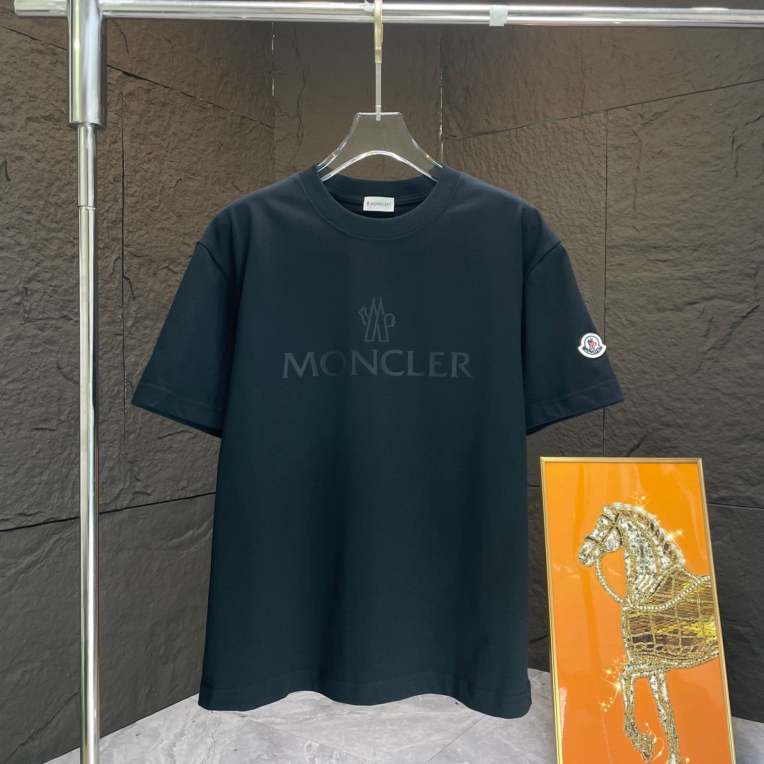 MONCL* 蒙口* Camiseta de manga corta nueva para primavera/verano 2025, algodón puro pesado con estampado personalizado. C…