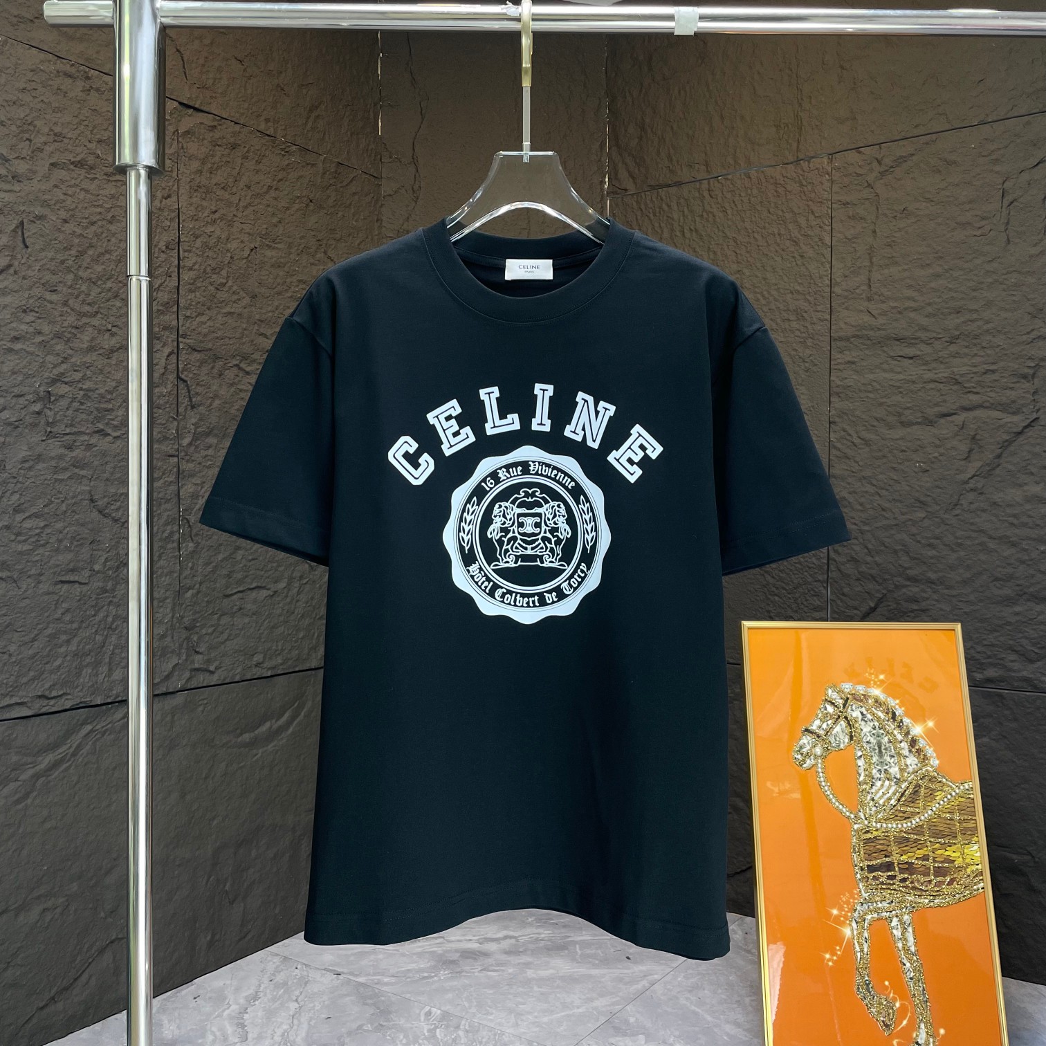 CELIN* 赛林* 2025 primavera-verano nueva camiseta de manga corta, algodón puro pesado con estampado de letras. Colores: n…