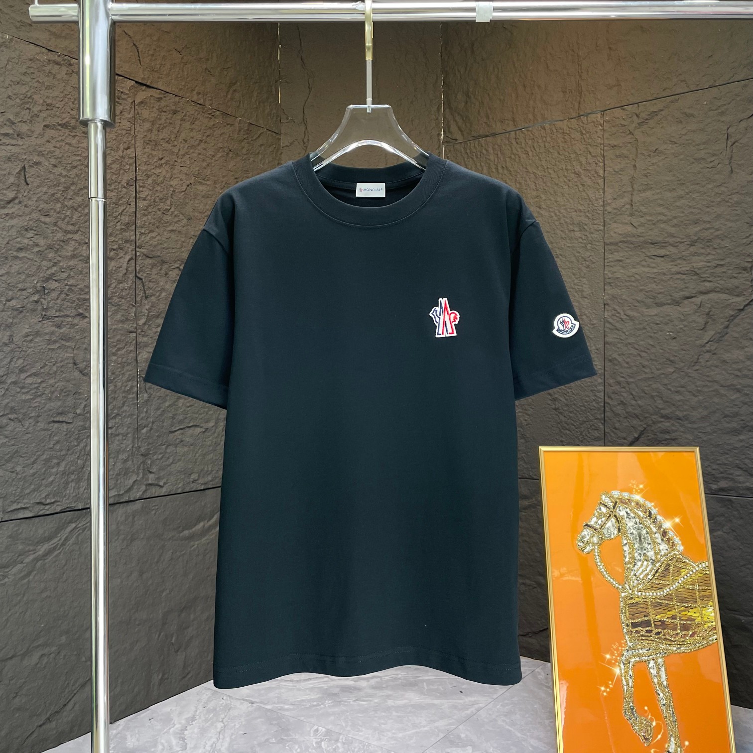 MONCL* Montclair* Nueva temporada primavera-verano 2025, camiseta de manga corta de algodón puro pesado con bordado de …