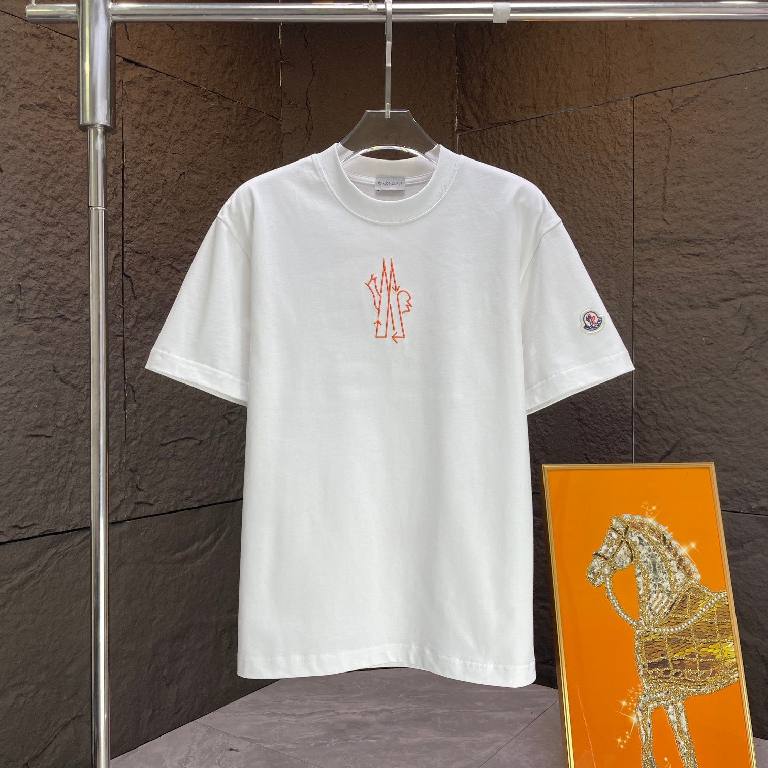 MONCL* Montclair* Nueva temporada primavera-verano 2025, camiseta de manga corta de algodón puro pesado con logo bordad…