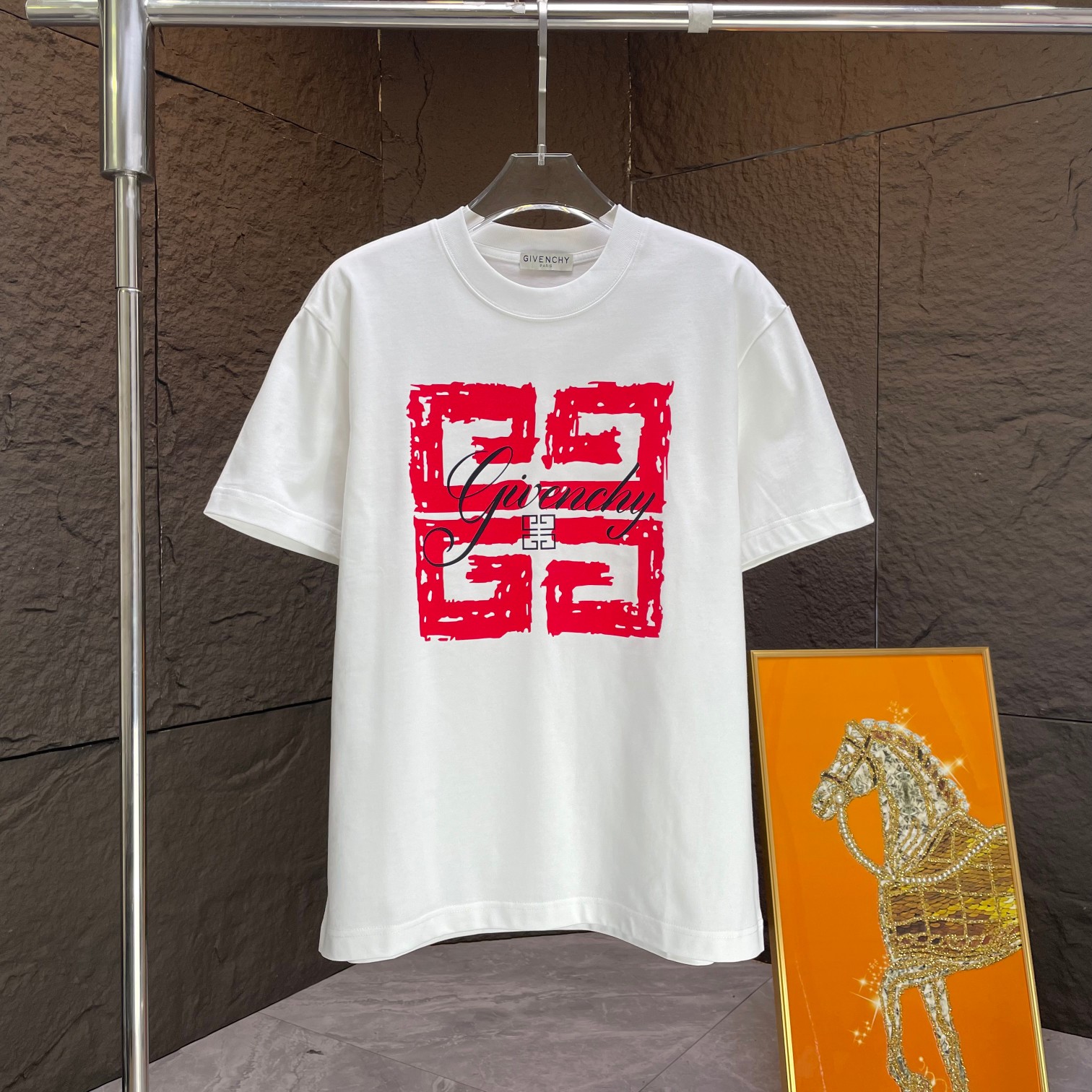 GIVENCH * Givenchy * 2025 primavera y verano nueva camiseta de manga corta Estampado de letras de algodón pesado Color:…