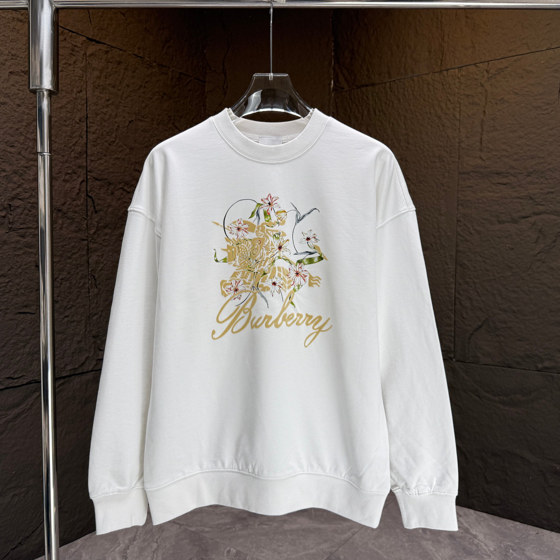 BURBER * Burberry * 2025 otoño e invierno nueva sudadera con cuello redondo 400 g de felpa de algodón con estampado de …