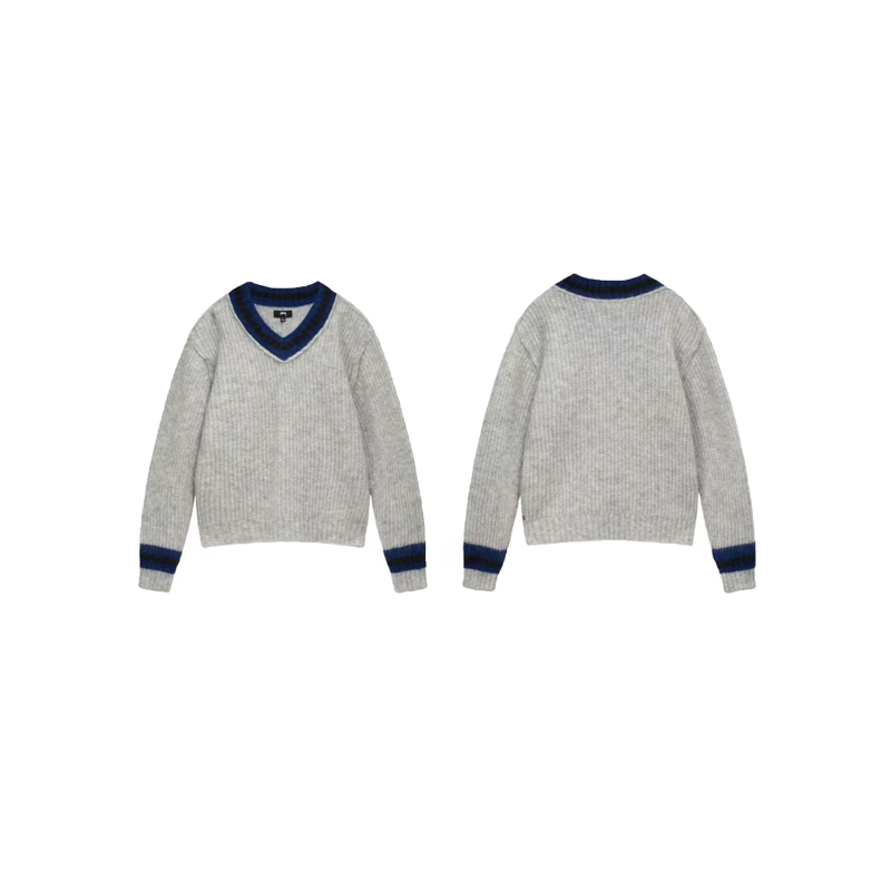 「Estilo exclusivo, molde auténtico」 Stussy FW25 Suéter de pelo de camello con cuello en V, la más alta calidad del merc…