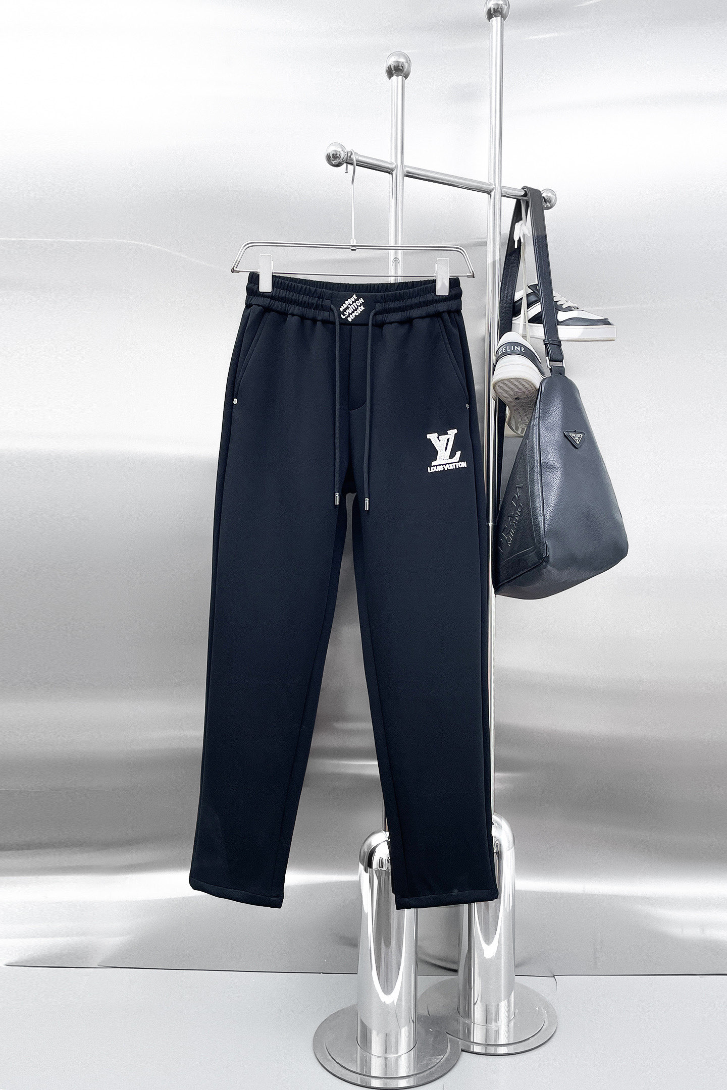 Louis Vuitton Black Logo Drawstring Pants