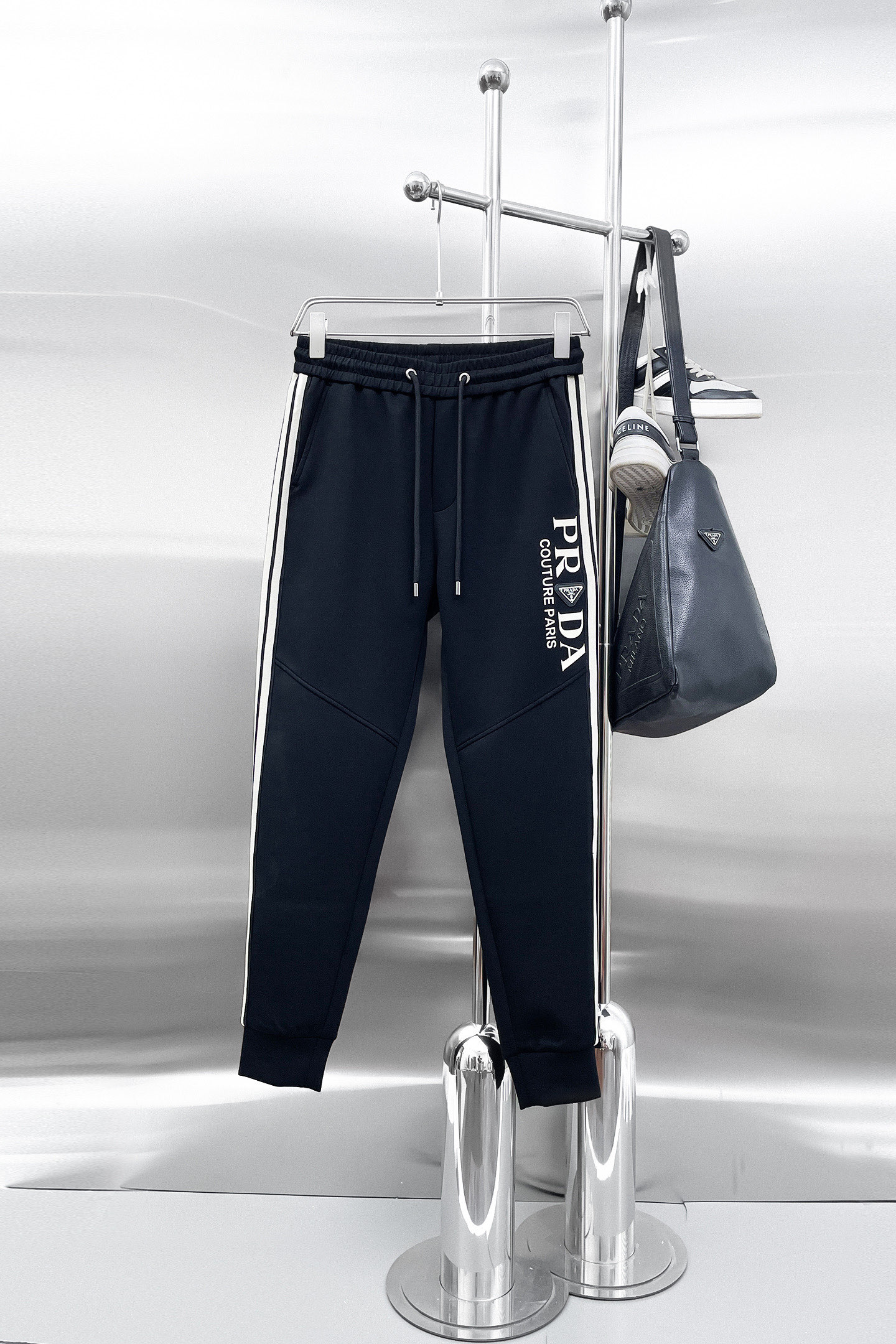Prada Black Logo Drawstring Joggers