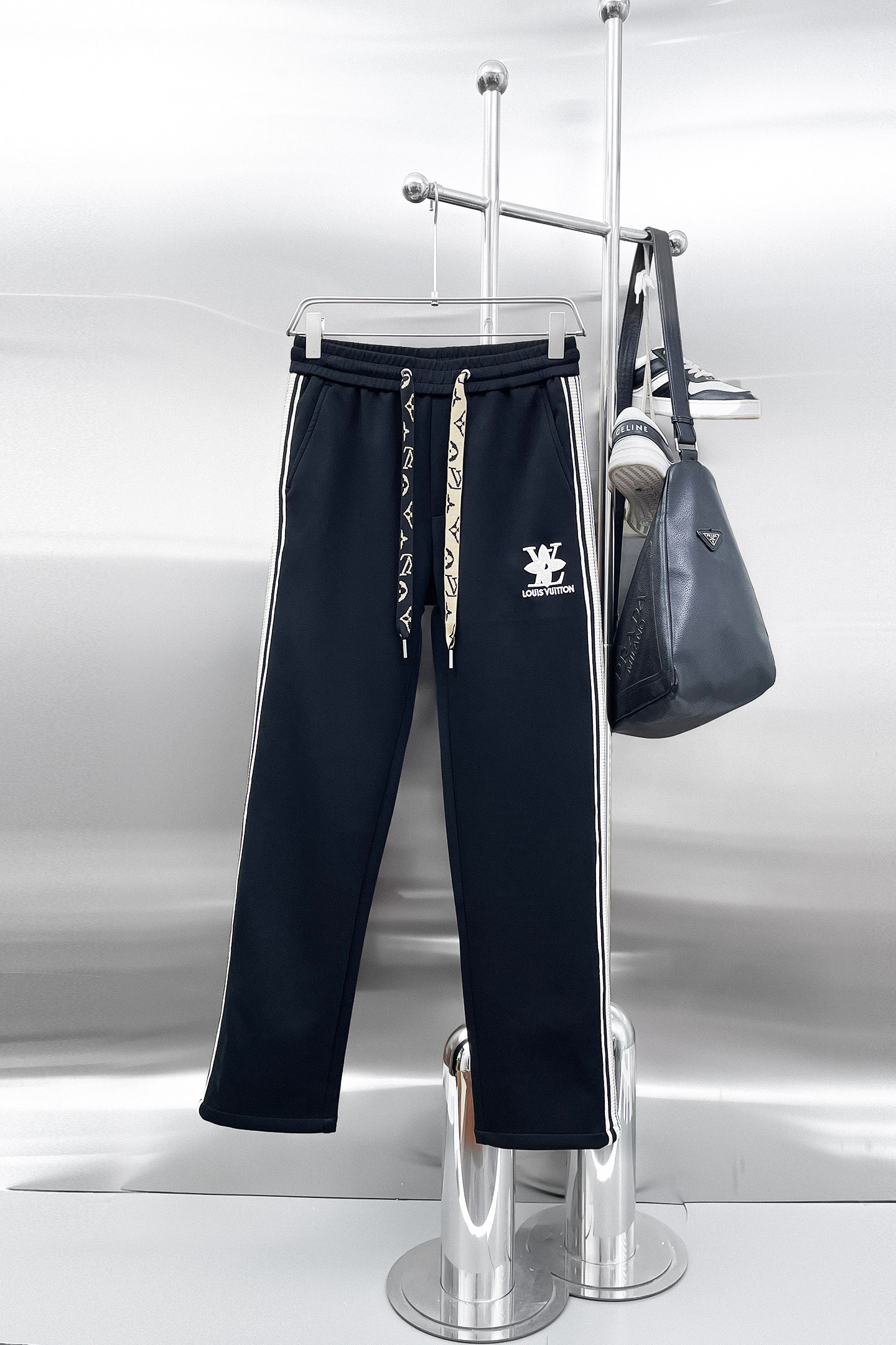 Louis Vuitton Black Logo Drawstring Pants