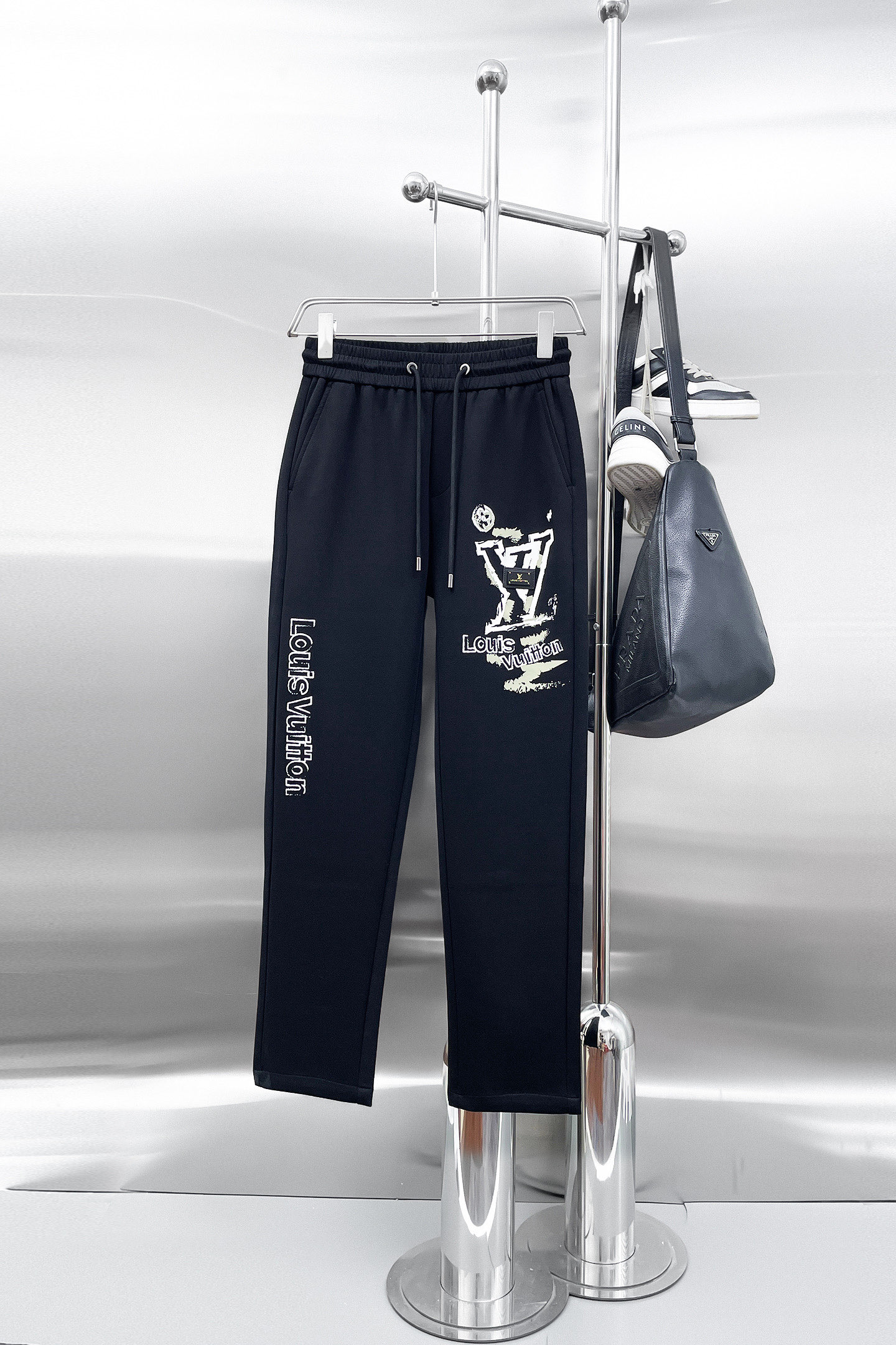 Louis Vuitton Black Graphic Wide Leg Pants