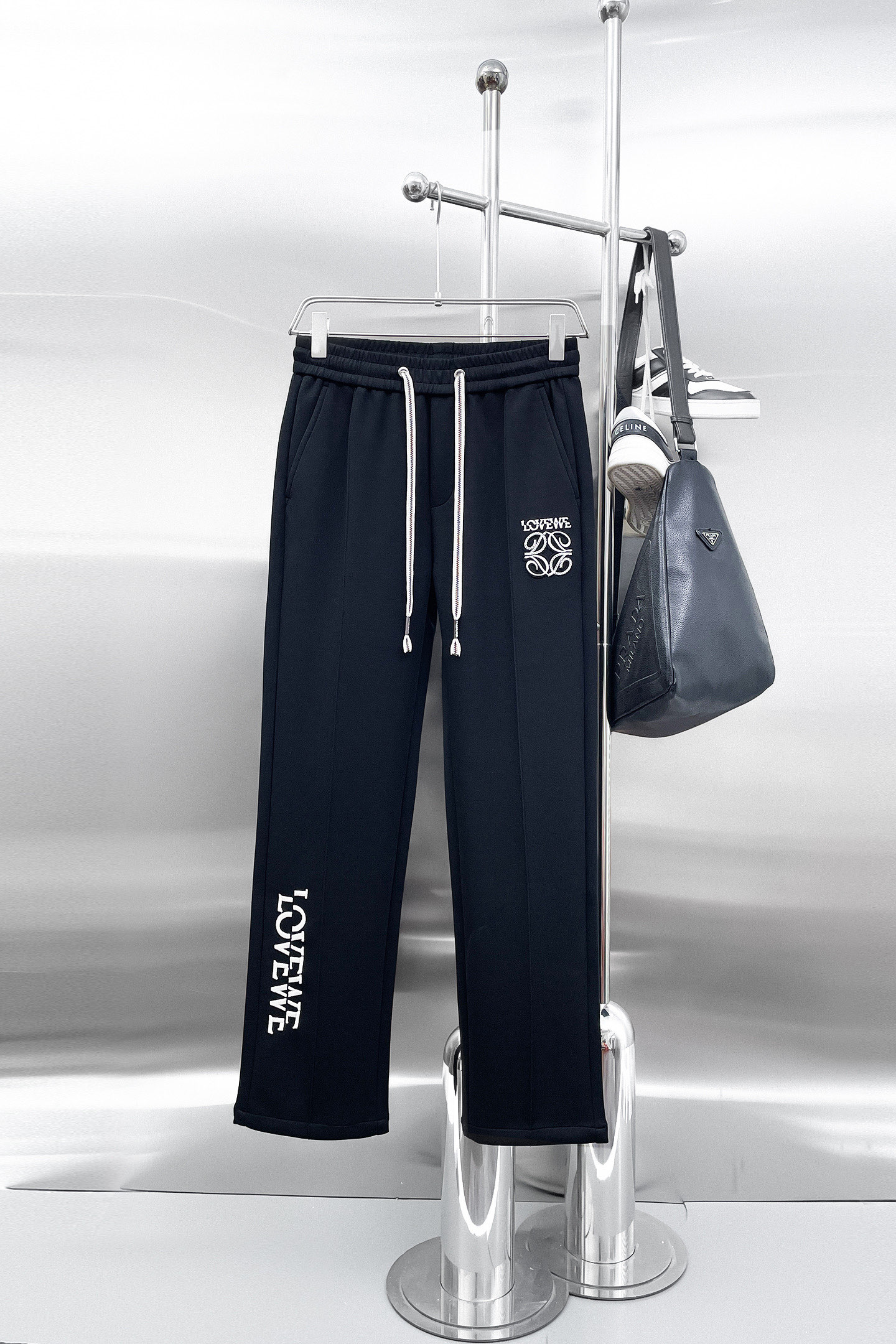 Loewe Black Logo Drawstring Pants