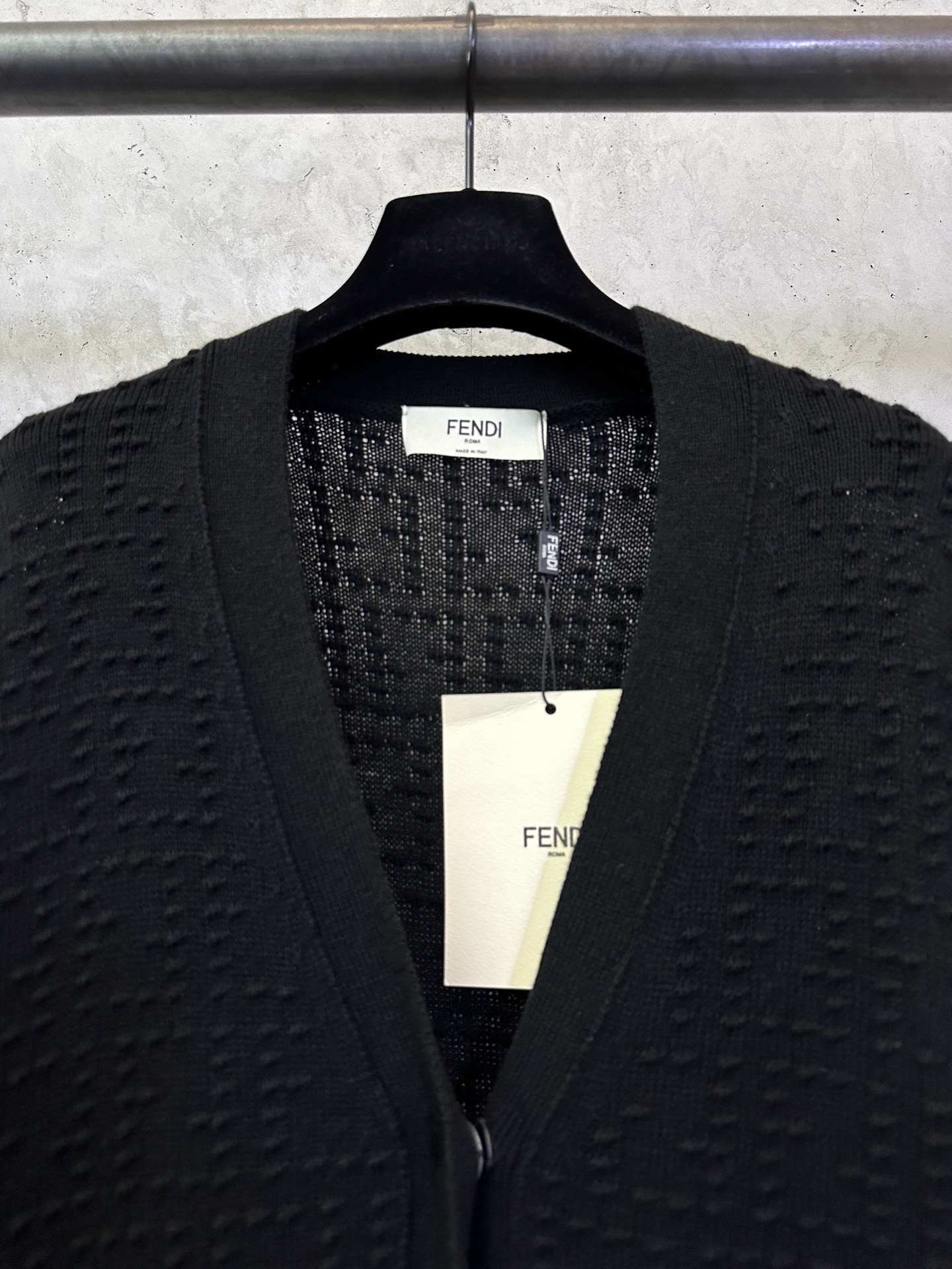 Fendi FENDI芬迪 谷波提花V领开衫长袖毛衣