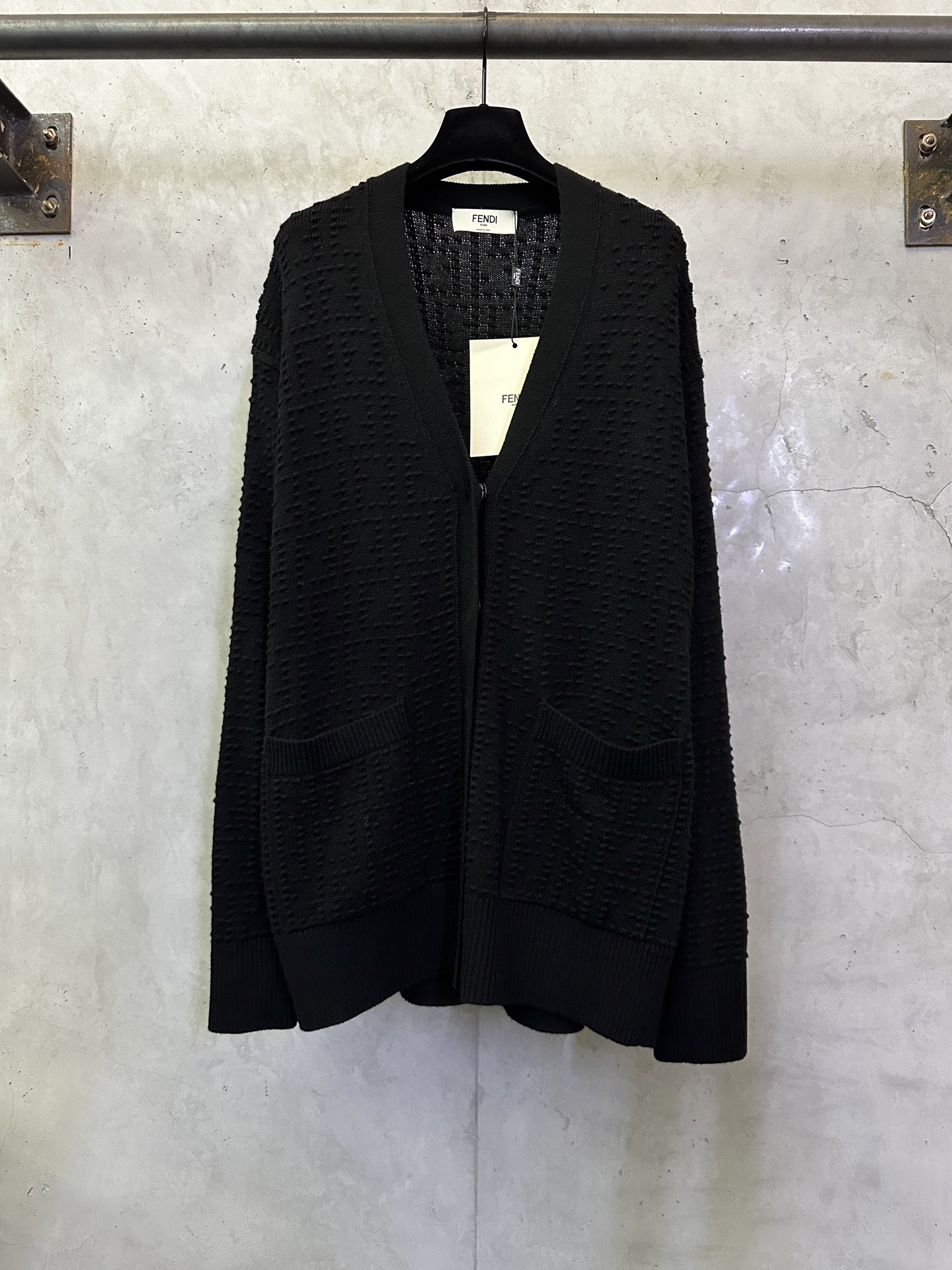 Fendi FENDI芬迪 谷波提花V领开衫长袖毛衣