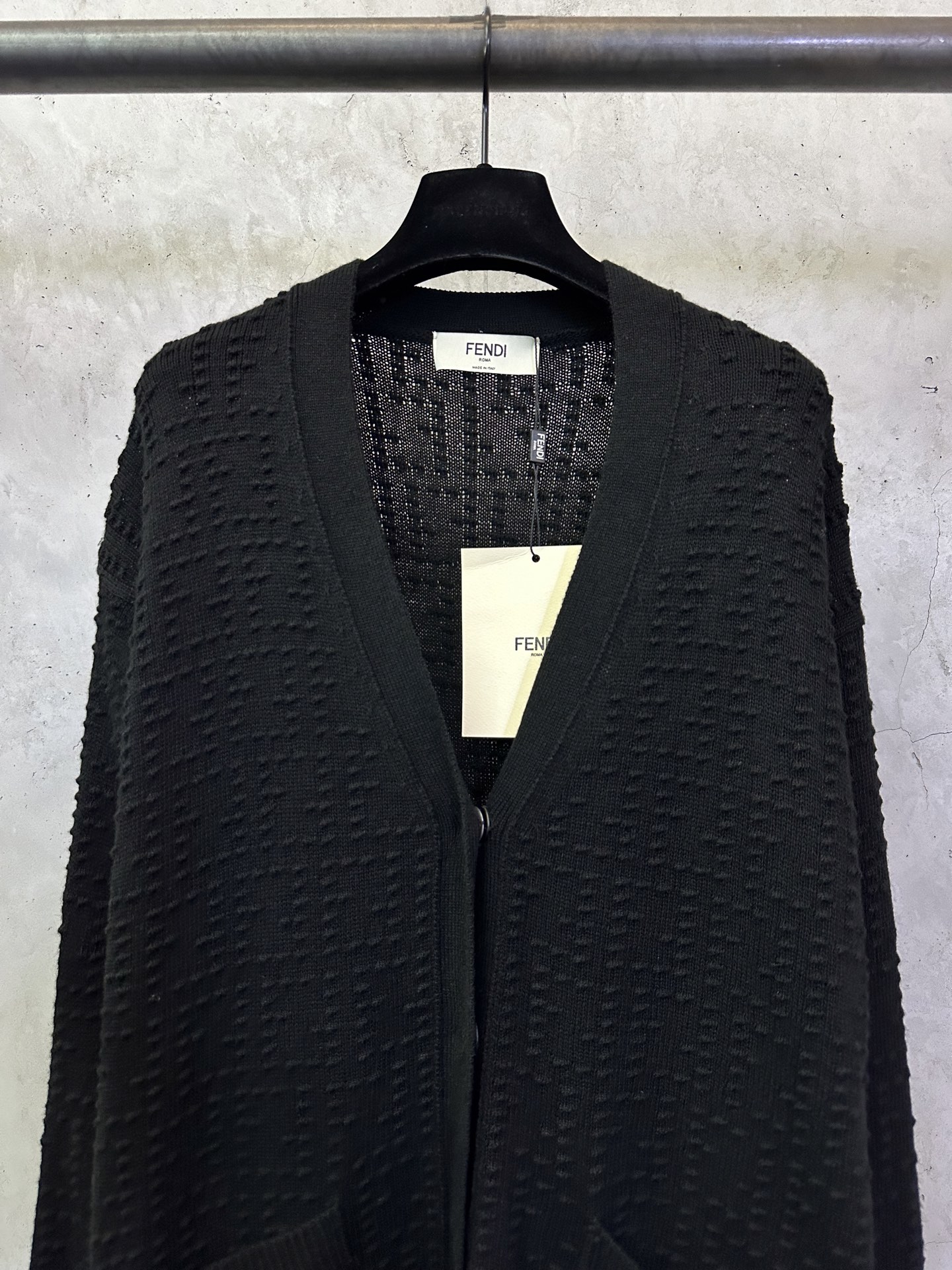Fendi FENDI芬迪 谷波提花V领开衫长袖毛衣