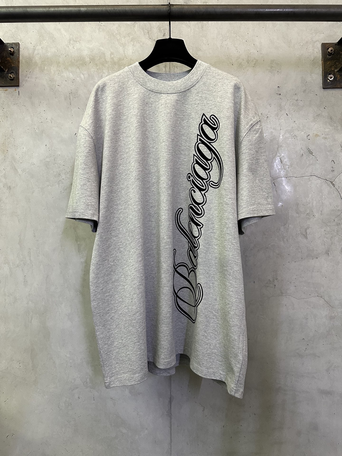 P130 Otoño/Invierno 400g pesado manga corta Balenciaga 25ss serie CURSIVE camiseta de manga corta con estampado de floc…