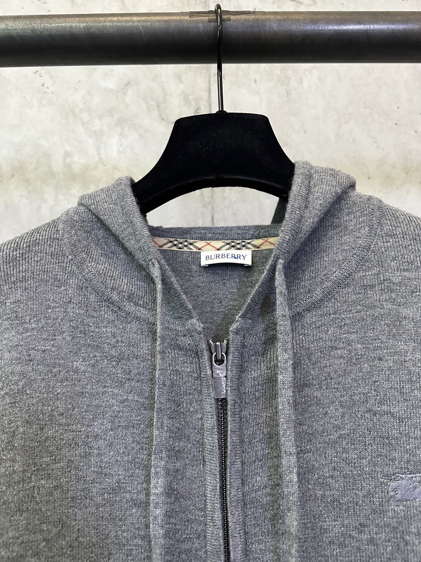 Burberry BURBERRY巴宝莉 25SS羊毛混纺拉链连帽刺绣外套