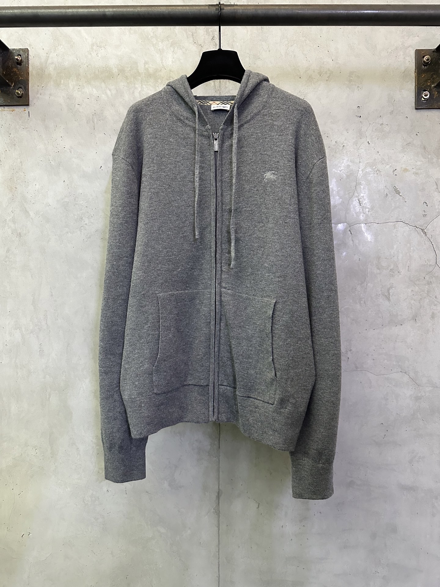Burberry BURBERRY巴宝莉 25SS羊毛混纺拉链连帽刺绣外套