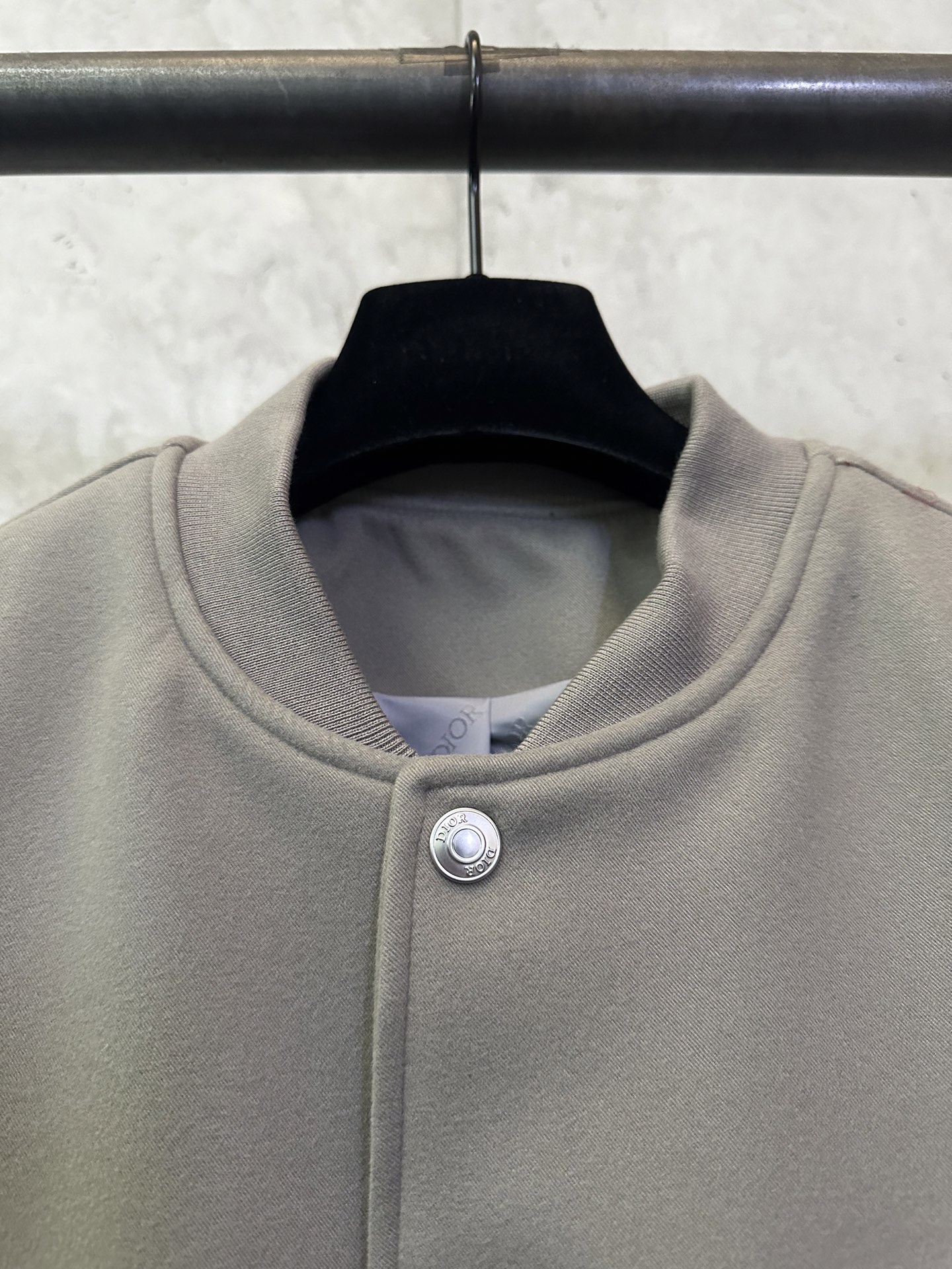 Dior DIOR 毛巾刺绣拼接皮衣棒球服