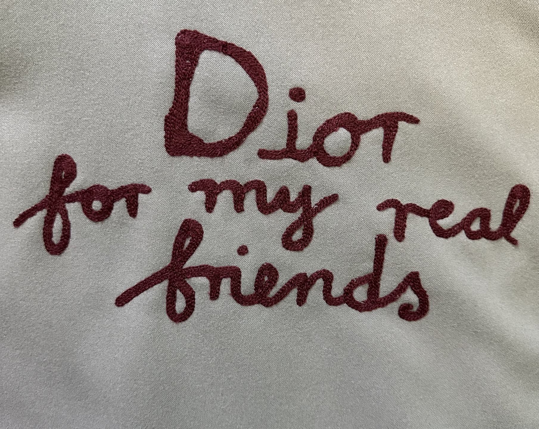 Dior DIOR 毛巾刺绣拼接皮衣棒球服