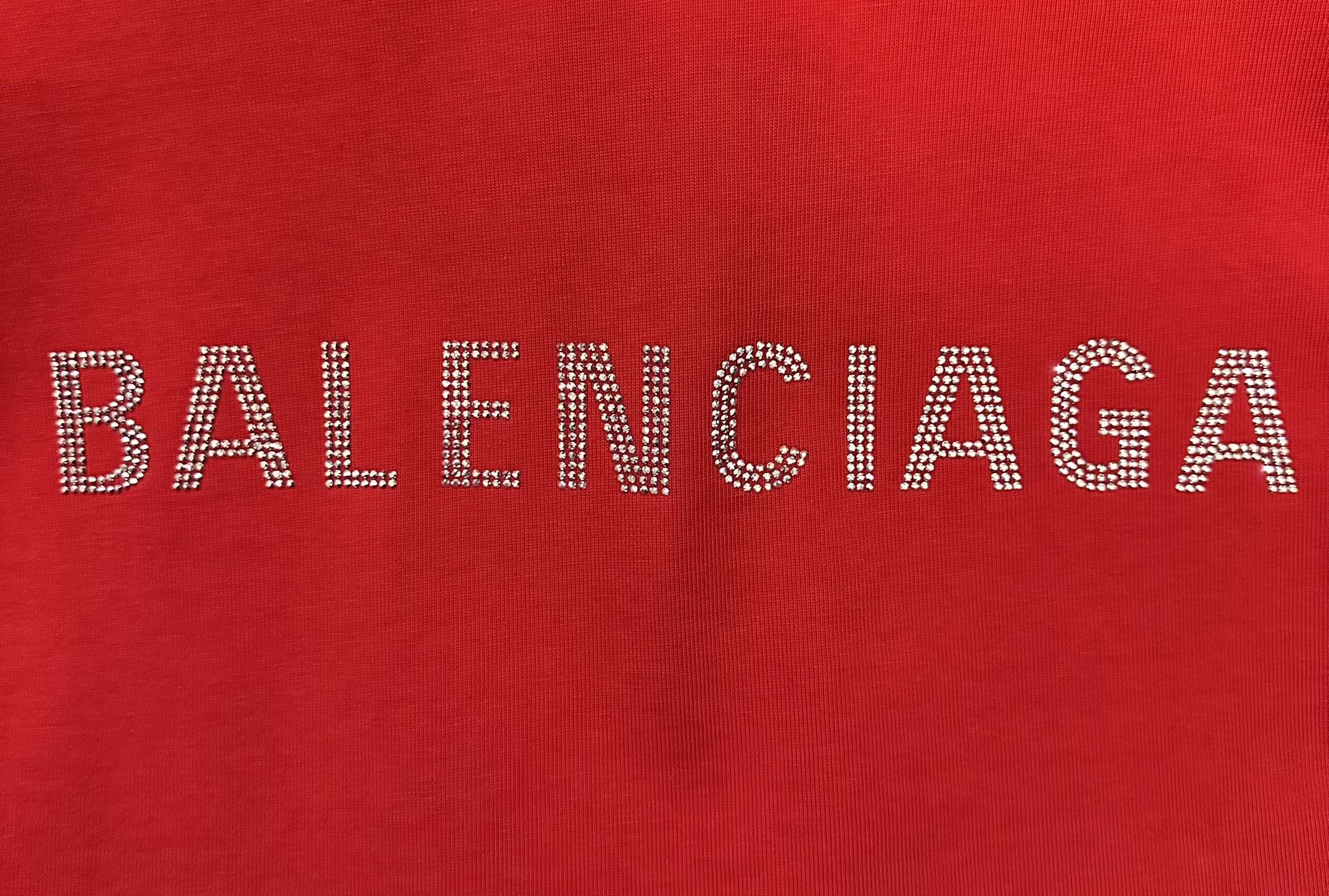 Balenciaga Balenciaga 巴黎世家 25ss 前后字母烫钻洗水短袖T恤