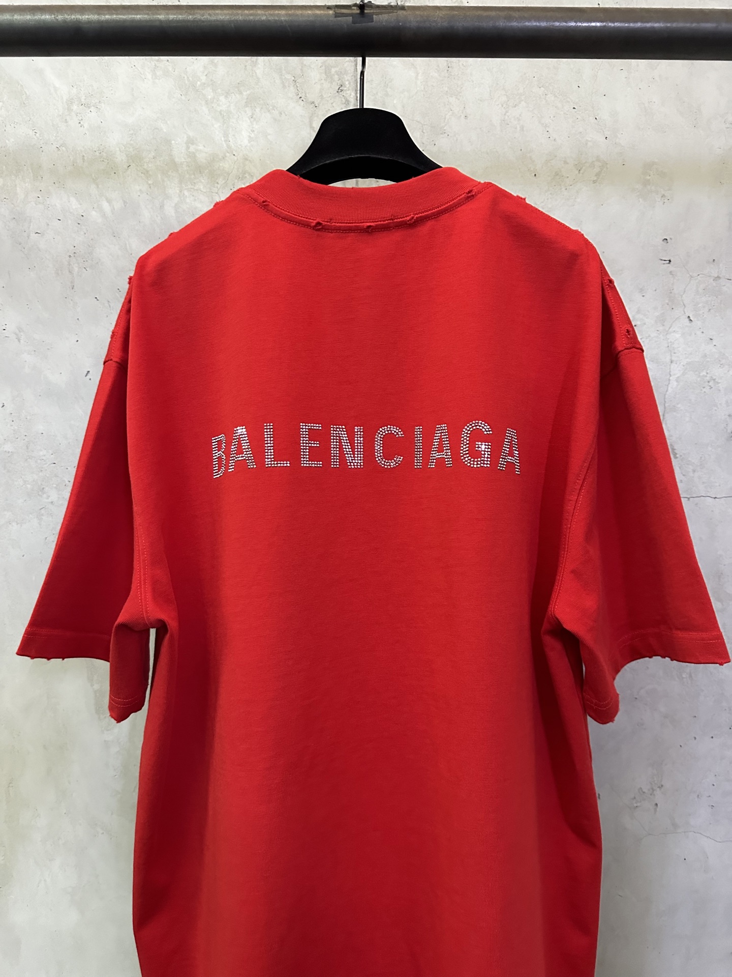 Balenciaga Balenciaga 巴黎世家 25ss 前后字母烫钻洗水短袖T恤