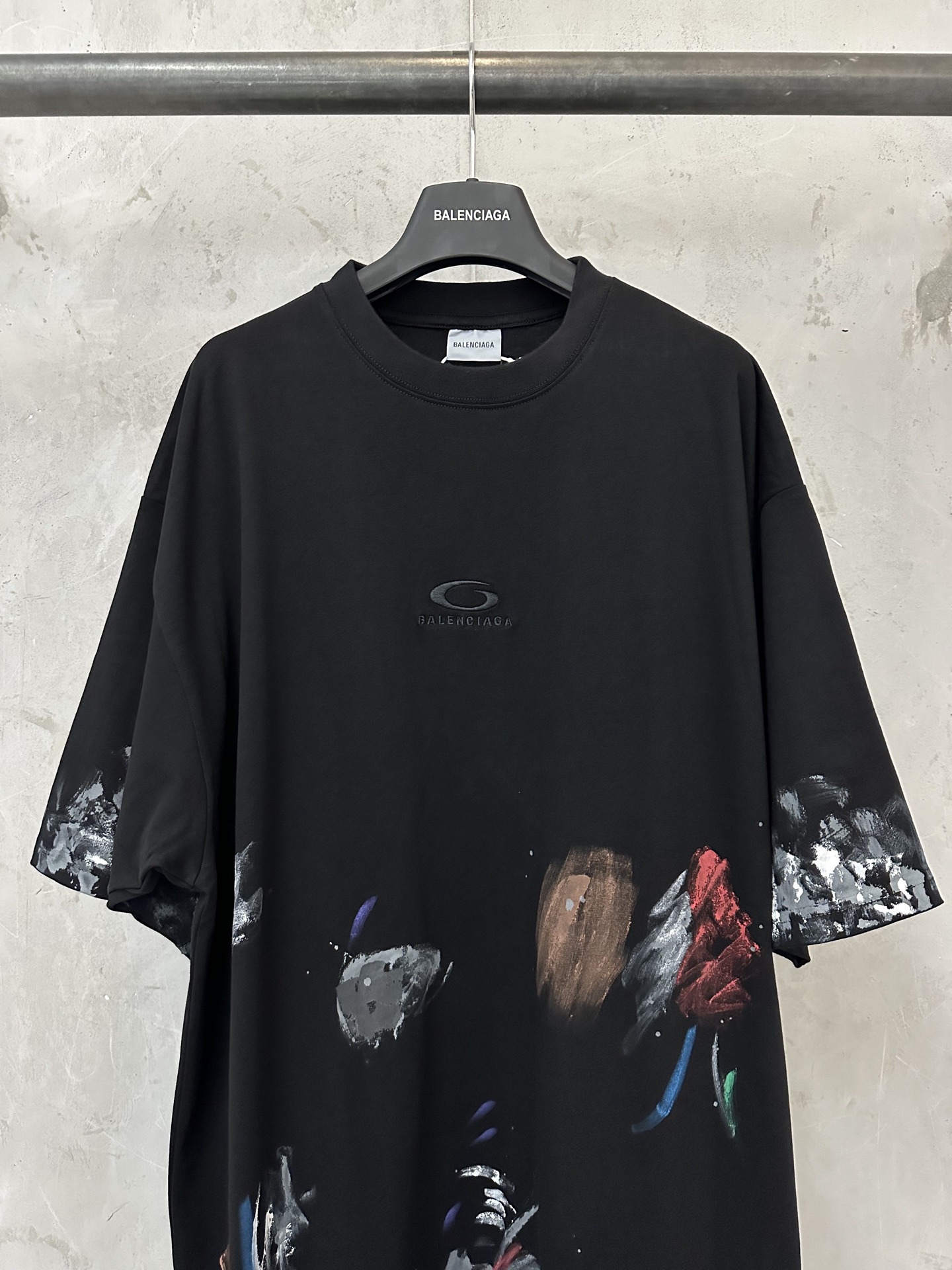 Balenciaga Balenciaga 巴黎世家 单环刺绣logo涂鸦做旧短袖T恤