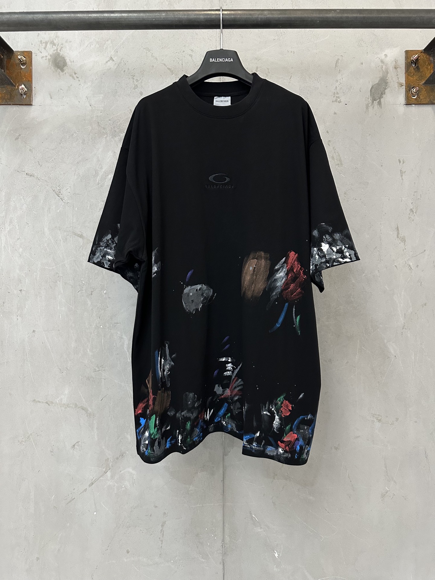 Balenciaga Balenciaga 巴黎世家 单环刺绣logo涂鸦做旧短袖T恤